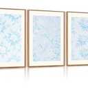 HPNIUB Large Classic Chinoiserie Floral Framed Canvas Wall Art Set, Watercolor Blue and White Flower Rose Wall Decor, Blue Minimalist Wildflower Art Print for Living Room, Bedroom, Office-16 x24 x3