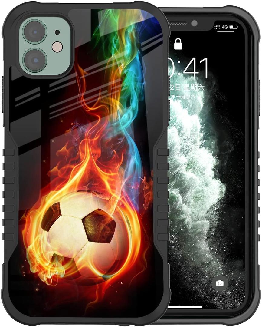 Compatible with iPhone 11 Case Soccer Sports Design for Boys Men, Shockproof Anti-Scratch Drop Protection, Soft TPU Bumper Anti-Collision Protective Case for iPhone 11