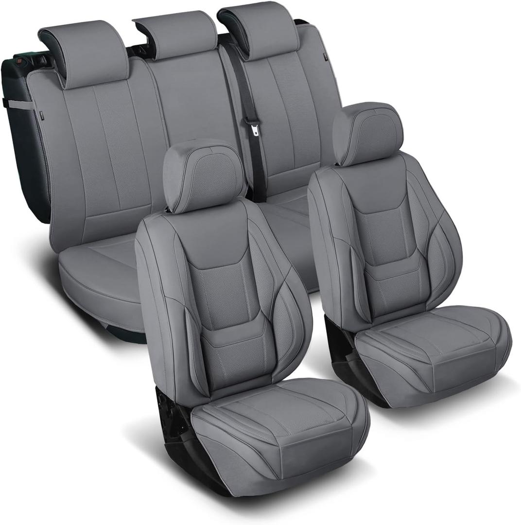 Coverland Premium Custom Fit Truck Car Seat Covers Full Set Seat Waterproof Airbag Compatible Non-Slip Seat Cover for Ford F150, F150 Lightning, F250 F350 F450 Super Duty, Dark Gray - X85