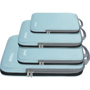 BAGAIL 4 Set/6 Set/8 Set Compression Packing Cubes Travel Accessories Expandable Packing Organizers (Cloth Pattern, 4-Dusty Blue)