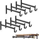 OVOV Closet Rod Bracket Heavy Duty 12 Inch Closet Shelf Brackets with Rod Holder Black Wall Mounted Closet Rod Support Brackets with Hook, (4 Pack)