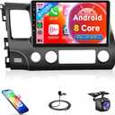 8 Core 6G+128G CAR Radio for Honda Civic 2006-2011, Rimoody Car Stereo with Wireless Carplay and Android Auto Mirror Link Android 13 GPS WiFi DSP10.1 Inch Touchscreen BT FM/RDS EQ SWC Backup Camera