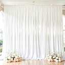 White Satin Backdrop Curtains 2 Panels - Glitter Photo Drapes for Baby Shower, 10x10FT Shimmer Back Drop Cloth, Wrinkle Free for Birthday Party Prom Wedding Stage Background