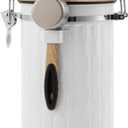 TEDSWAIT Coffee Container with Sealed Cantilever Lid and Scoop, Airtight Stainless Steel Kitchen Food Storage Canister with Date Tracker, 1.8L(White)