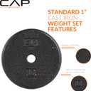 CAP Barbell Cast Iron Standard 1-Inch Weight Plate Set – Barbell Weights for Home Gym, Strength Training, and Weightlifting, 2.5 lb Set of 4, Black