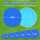 Evoio Solar Pool Cover 10 ft Round for Above Ground Inground Pools Bubble Wrap Covers for Hot Tub Spa Thermal Heating, 12 Mil Circle Blue Floating Blanket for 6-24 Foot Feet Diameter Swimming Pools