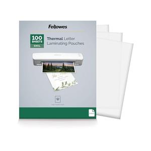Fellowes Thermal Laminating Pouches, 5mil Letter Size Sheets, 9 x 11.5, 100 Pack, Clear (5743501)