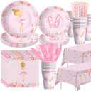 Xigejob Ballerina Birthday Party Decorations Tableware - Dancing Girl Ballet Party Supplies, Plate, Cup, Napkin, Tablecloth, Cutlery, Straw, Ballerina Theme Ballet Dance Party Decorations | Serve 24