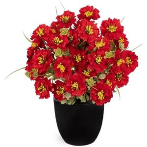 DILATATA Red Poppy Artificial Flowers in Pot 12 Inch Fake Flowers Silk Poppies Arrangement Faux Plant Flower Decor for Spring Home Decor Table Centerpiece Garden Porch Window - Red