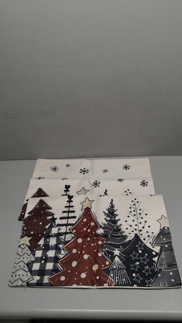 Christmas Pillow Covers 20x20 Inch Set of 2 Red Black Grey ChristmasTrees Throw Pillowscase, Xmas SnowflakesHoliday Outdoor Decorative Farm house Winter DecorCushionCovers for Home Sofa Bed