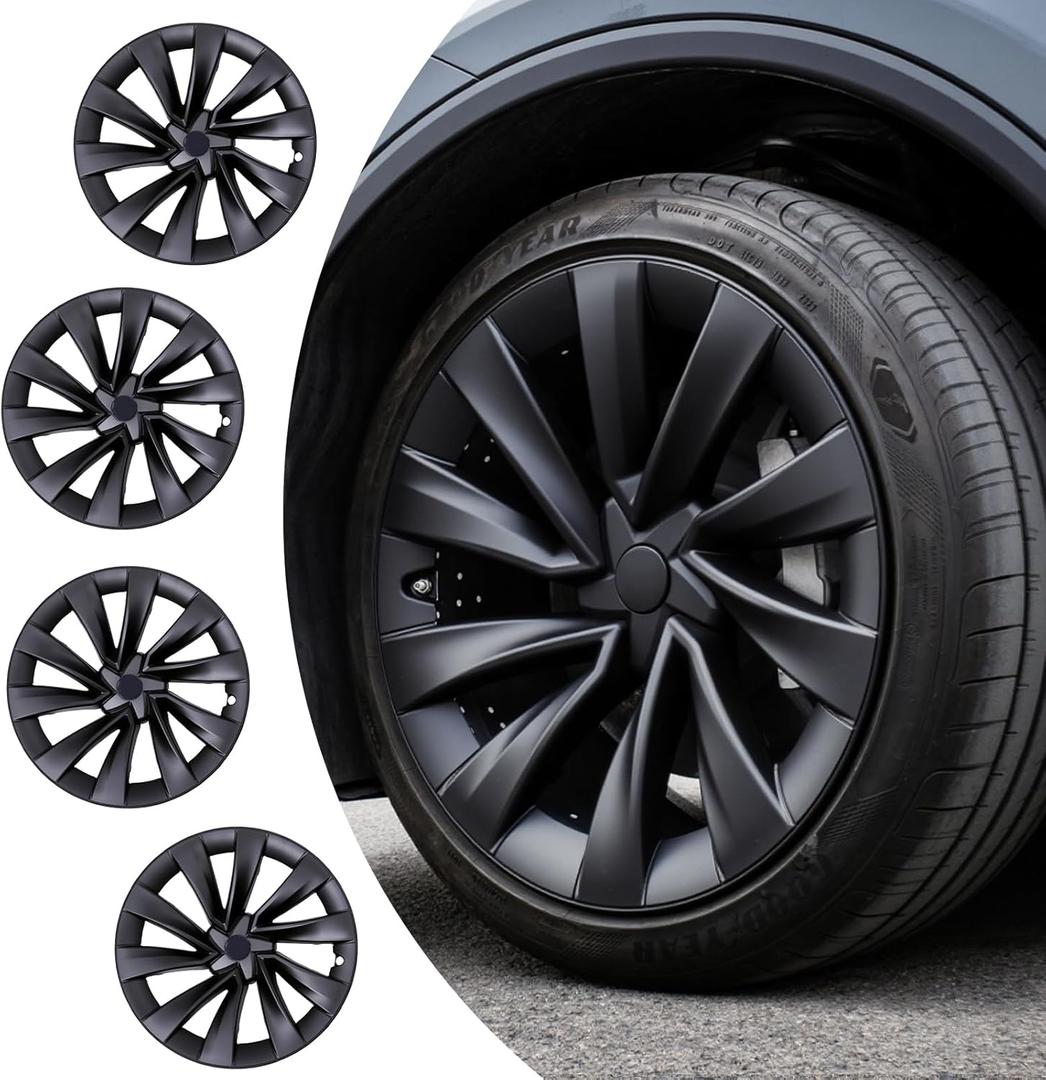 20-inch Hubcaps Wheel Skin Covers Compatible with 2025 2026 Tesla Model Y Juniper, Durable ABS Plastic Rim Covers (Set of 4), Fit for Standard Wheels - Snap On Tire Cover Replacement