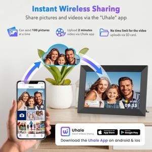 Uhale 10.1" Digital Picture Frame with 32GB Storage Support SD Card, Electronic Photo Frames with 1280x800 HD IPS Touch Screen, Instantly and Securely Share Memories, Send Wishes from Anywhere (3 Pack)