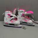 Lovydro Adjustable Kids Ice Skates for Girls Boys, 4 Size Adjustable Beginners Ice Hockey Skates for Children Youths Teen Ages 3-12, Toddler Girls Ice Skating Shoes with Comfortable Lining, White Pink Size L