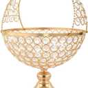 Crystal Candy Bowl Holder, Decorative Fruit Bowl Stand, Flower Basket Ornament, Home Decor, for Displaying Fruits or Artificial Flowers, Table Centerpiece (Gold, L) (1 Pcs L)