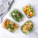 KAMOTA Glass Food Storage Containers, 10 Pack Glass Meal Prep Containers, Airtight Containers with Snap-Lock Lids, 22 oz Grey Container Set with Lids, for Microwave/Oven/Freezer/Dishwasher