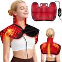 Red Light Therapy for Neck and Shoulders,288 Infrared Light Therapy for Neck Shoulder Pain Relief,660nm & 850nm Red Light Therapy Pad,Shoulder Wrap with Timer Remote Control for Home and Office Use