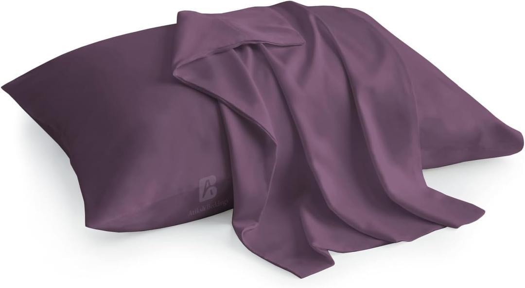 Pack of 2 Toddler Travel Pillow Cases 100% Soft Egyptian Cotton, 500 Thread Count with Zipper Closure for Small Travel Pillowcase 12x16 inch, Plum