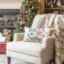 2 x Artscope Christmas Tree Snowman Throw Pillow Covers 12x20 Inch Set of 4, Let It Snow Holly Jolly Winter Hoilday Christmas Decoration Pillow Cases for Home Sofa Couch Decor-Pink