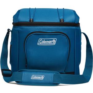 Coleman Chiller Insulated Soft Cooler, Leakproof 9/16/30 Can Cooler with 12+ Hour Ice Retention, Made with Recycled Materials, Great for Lunch, Camping, Beach, Pool, Sports, & More (Blue)