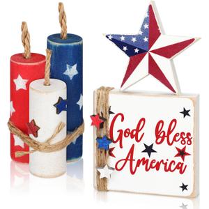 Amyhill 5 Pcs 4th of July Table Decorations Patriotic Independence Day Table Centerpieces Rustic Memorial Day Wood Firework Signs Tiered Tray Decor Rustic God Bless America Decor(Star) Amyhill 5 Pcs 4th of July Table Decorations Patriotic Independence Day Table Centerpieces Rustic Memorial Day Wood Firework Signs Tiered Tray Decor Rustic God Bless America Decor(Star)