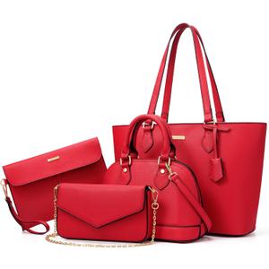 4PCS Women Fashion Handbags Purses Wallet Shoulder Bags Casual Tote Bag Crossbody Bags, Handbag Set Gift for Ladies Girls