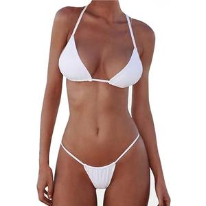 XUNYU Thong Bikini Sets for Women - Brazilian Micro String Bikinis Sexy Two Piece Swimsuit Triangle Top Halter Bathing Suits M
