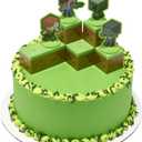 DecoSet Mobs Beware Minecraft Cake Topper, 6-Piece Stackable Cake Decoration, Interlocking 3D Blocks With Characters, Food Safe Birthday Cake Decoration