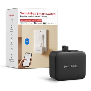 Switchbot Smart Switch Button Pusher (Bluetooth) – Finger bot for Rocker Switch/One-Way Buttons, App Timer Control, No Wiring, Optional Hub Required for Voice/Remote, Black
