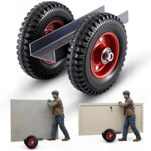1 Pack Panel Dolly, Door Dolly 440 Lbs / 200 Kg Load Capacity, Heavy Duty Drywall Cart with 8'' Solid Rubber Wheels, Steel Mover for Wood, Plywood, Door, Fence