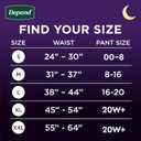 Depend Night Defense Adult Diapers, Incontinence & Postpartum Bladder Leak Underwear for Women, Disposable, Overnight, Large, Blush, 56 Count (4 Packs of 14)