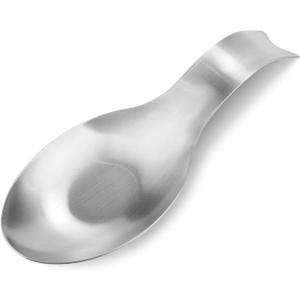 Stainless Steel Spoon Rest, Spatula Ladle Holder, Stainless Steel Utensil Spoon Rest Holder, Brushed Finish, Dishwasher Safe 9.8 x 3.7 Inch (Silver 1PC)
