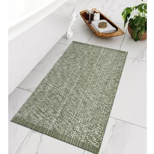 LEEVAN Small Bathroom Rug 2' x 3', Washable Green Entryway Rug, Low Profile Reversible Front Door Mat, Farmhouse Kitchen Mat Modern Carpet for Bedroom/Porch/Back Door Decor