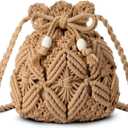 Summer Purse - Woven Crossbody Bags Boho Crossbody Purses for Women Crochet Handbags Shoulder Bag Handbags 2025 (Khaki)