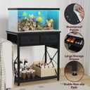 20-29-37 Gallon Fish Tank Stand with Power Outlet, Heavy Duty Metal Aquarium Stand with Two Storage Drawers for Fish Tank Accessories Storage, Perfect for Turtle Tank, Reptile Terrarium, Black