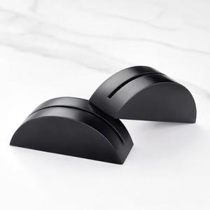 UNIQOOO 10 Pack 3.3" Arch Black Wood Stand with 1/8" Slot, for Wedding Acrylic Table Number Sign, Wedding Display Stand, Card Holder, Great for Bar Menu, Retail Sign, Party and Events