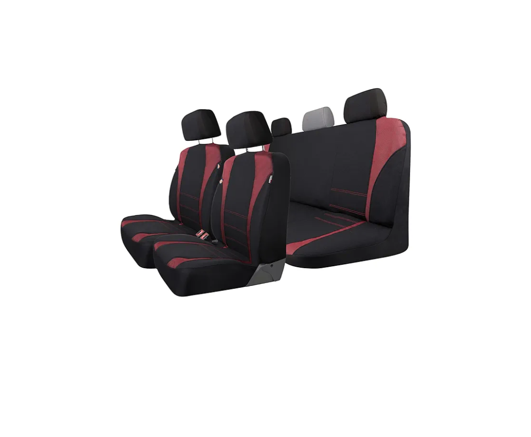 DICKIES 3-Piece Hawker Truck Seat Covers, Durable Seat Covers for Trucks — Black/Red