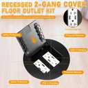 2 Pcs Recessed Floor Outlet 4. 72" x 4. 72" x 3. 94" 2-Gang with 4. 8a USB Chargers 20 Amp Floor Receptacles Round Hidden Outlet Kit Electrical Waterproof Box, Etl Listed (Black)