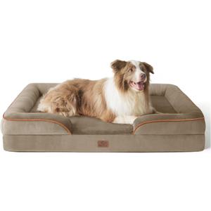 Bedsure Orthopedic Dog Bed for Large Dogs - Big Washable Dog Sofa Beds Large, Supportive Foam Pet Couch Bed with Removable Washable Cover, Waterproof Lining and Nonskid Bottom, Hazel (38.0"L x 28.0"W x 6.5"Th)