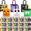 Sweetude 120 Pcs Halloween Tote Bags with Handles - Reusable Non Woven Halloween Treats Bags for Party Favors