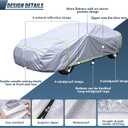 BYDOLL Car Cover Waterproof All Weather 6 Layers Snowproof Windproof Hail Protector Full Exterior Covers UV Protection 210D Oxford Universal Fit Sedan Outdoor Automobiles Zipper Cotton Inside