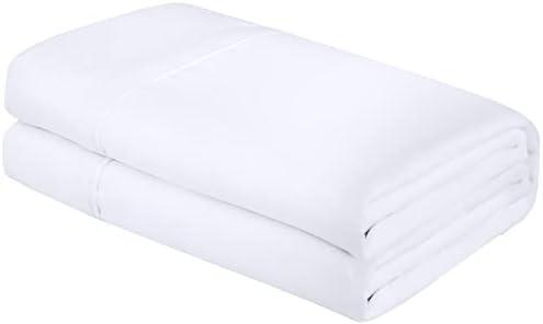 Royale Linens Full Flat Sheet - Ultra Soft Brushed 1800 Microfiber Flat Sheets Only - Wrinkle Free & Stain Resistant - Hotel Quality Top Sheet for Bed (Full, White)