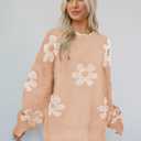 Women's Oversized Fuzzy Sweaters Long Sleeve Crew Neck Knit Soft Pullover Chunky Casual Fall Loose Jumper Top (Pink, S)