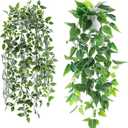 Der Rose 2Pcs Fake Plants Artificial Potted Faux Hanging Ivy Vines Plants Indoor for Home Bathroom Shelf Wall Bookshelf Decor