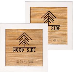 Rustic Wooden Square Picture Frames 8x8 - Set of 2-100% Natural Solid Eco Wood with Real Glass for Wall Mounting and Tabletop Photo Frame - White