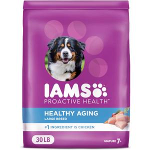 IAMS Proactive Health Healthy Aging Large Breed Dog Food for Mature and Senior Dogs with Real Chicken, 30 lb. Bag (30 Pound (Pack of 1))