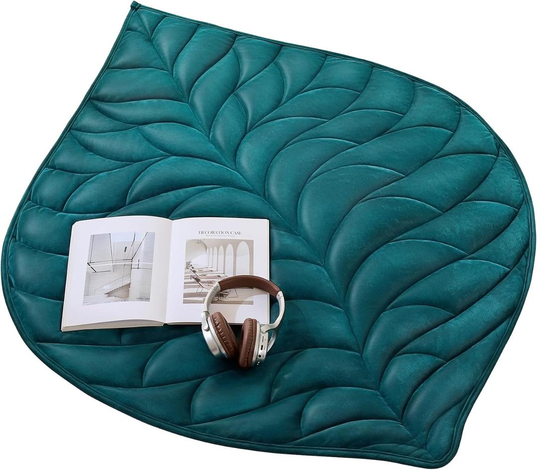 Weighted Lap Blanket 5 lbs 41"x53", Luxury Soft Small Weighted Lap Pad for Adults,Portable Travel Leaf Weighted Throw Blanket for Relaxation, All-Season Use and Machine Washable Light Green