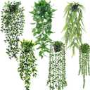 Der Rose 6Pcs Fake Hanging Plants Artificial Vines Faux Hanging Plants Indoor for Bathroom Kitchen Wall Bookshelf Outdoor Decor
