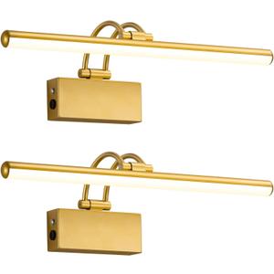 KDG LED Cordless Wall Picture Lights Set of 2 with Remote, 5200mAh Rechargeable Dimmable Art Lighting, Adjustable Swing Arm, Picture Frame Light for Gallery, Living Room, Hallway, 16.3 inch, Bronze