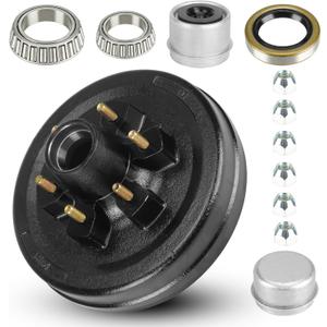 12" x 2" Trailer Brake Drum Kit, 6-Hole, 5.5" Bolt Circle Brake Drum for 5200 lb, 6000 lb Axles, Replacement Brake Hub Drum Assembly for Rvs, Trailer and Semi Truck