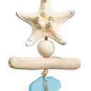 JQAQJU Sea Glass Wooden Nautical Wall Decor, Coastal Starfish Bathroom Decor Sea Shells, Driftwood Beach Room Decor for Home Indoor Outdoor, Coastal Wall Art for Living Room, Bedroom and Dining Room